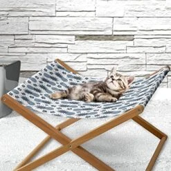 Lunarable Pineapple Pet Hammock, Vintage Fruit Pattern With Flowers Summer Exotic Food Art Print, Bed For Kittens Canopy With Durable Wooden Frame, 22" X 19 1/2" X 13", Slate Blue White