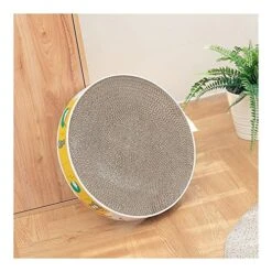 YangYan Round Cardboard Cat Bed House Cat Mat Summer Sleeping Cat Litter Cat Toy Playable Dog Basket Pet Mat Portable Pet Supplies (Color : Light Yellow, Size : Round) -Purritos Shop 516U5D5bS3L