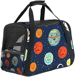Pet Carrier Space Planets Food Pizza Soft-Sided Pet Travel Carriers For Cats,Dogs Puppy Comfort Portable Foldable Pet Bag Airline Approved -Purritos Shop 518H4xwDBOL. AC