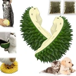 DENGWANG Durian Multifunctional Toys, Durian Cat Scratcher, Durian Shell Cat, Cat Durian Shell, Massaging And Removing Floating Hair Cat Dog Mint Toys (2PCS Yellow+Green) -Purritos Shop 519G3yTxlnL