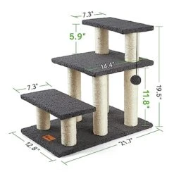 Pawque Dog Stairs & Cat Scratching Post Pet Steps For High Beds Couch, High-Strength Boards Holds Up To 150 Lbs For Indoor Small Cats Kittens Dogs Climbing Playing, 3 Combination Options, 3 Steps-Grey -Purritos Shop 519mJMOJAzL