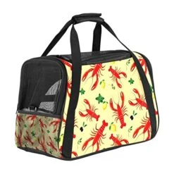 Pet Carrier Lobster Lemon Sea Food Pattern Soft-Sided Pet Travel Carriers For Cats,Dogs Puppy Comfort Portable Foldable Pet Bag Airline Approved