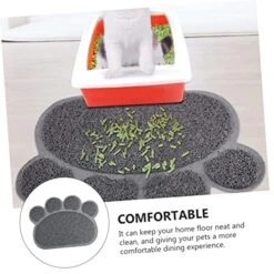 Hohopeti 2pcs Cat Mat Cat Litter Mat Dog Training Pads Puppy Washing Mat Anti-Skid Dog Pad Cat Drinking Bowl Pad PVC Food Mat Small Animals PVC Grey Water Proof Pet Feeding Mat Cat Food Pad -Purritos Shop 51Babx9qPfL