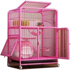 Cat Enclosures For Outside Universal Wheels Easy To Move, Designed From Metal Durable Suitable For Cats, Dogs, Rabbits, Blue/Pink (Color : Pink, Size : 78 * 55 * 137cm) -Purritos Shop 51BtfsdI5oL. AC