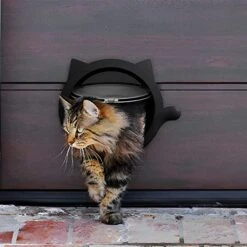 GENERIC CATDGET Cat Door, Exterior Cat Door, Security & Privacy, Pet Door, Exterior Or Interior Door, 4-Way Locking, Cat Design, No-Flap, Easy Install (Black)