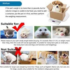 Newborn Kitten & Puppy Weight Scale, Multifunctional Digital Pet Scale, LCD Electronic Small Animal Food Scale, Weighing Max 33lbs, Tray Size 12" X 8", Not For Adult Cats/Dogs (White) -Purritos Shop 51CoVohANGL