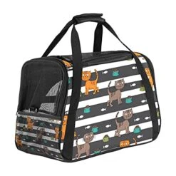 Pet Carrier Cute Cat Fish Food Pattern Soft-Sided Pet Travel Carriers For Cats,Dogs Puppy Comfort Portable Foldable Pet Bag Airline Approved