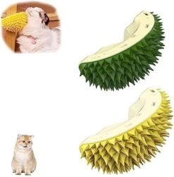 ZOVALI Durian Multifunctional Toys,Durian Cat Scratcher, Cat Scratcher Durian Comb, Massaging And Removing Floating Hair Cat Dog Mint Toys (Green+Yellow) -Purritos Shop 51GB3zeyMyL. AC