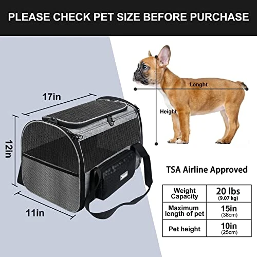 Pet Carrier TSA Airline Approved For Cat,Foldable Soft Edge Pet Travel Carrier Removable For Medium Small Cats And Dog 20lbs With Adequate Ventilation,5 Mesh Windows,2 Entrances,1 Dormer, 1Storage Bag 4 Pet Carrier TSA Airline Approved For Cat,Foldable Soft Edge Pet Travel Carrier Removable For Medium Small Cats And Dog 20lbs With Adequate Ventilation,5 Mesh Windows,2 Entrances,1 Dormer, 1Storage Bag - Image 2