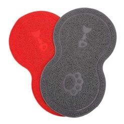 Dogman Toys 2 Pcs Washable Cat Litter Mat Anti- Slip Pet Bowl Mats Dog Cat Pet Feeding Pad Water Bowl Placemat Floor Mat For Kitten Pet Dogs Cats Red Light Grey Dog Treat Toy