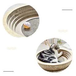 Fhony Cat Scratching Column Relaxing Bed Cat Scratching Board With Catnip Durable Recycled Board Cushion Ball Toy Bell High-Density Recycled Corrugated Cat Scratcher Cat Toy Bowl,Large -Purritos Shop 51LBKVellQL