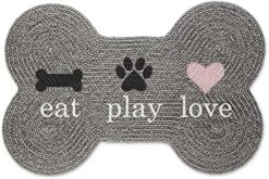 Bone Dry DII Braided Pet Mat Collection 100% Cotton, Oval Shape, Gray Good Kitty -Purritos Shop 51MgPhdIhmL. AC