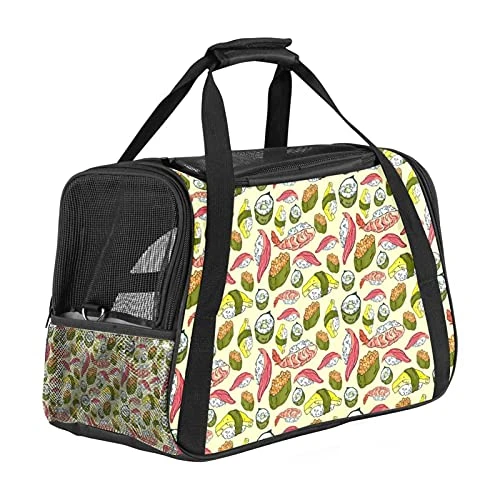 Pet Carrier Cute Sushi Japanese Food Soft-Sided Pet Travel Carriers For Cats,Dogs Puppy Comfort Portable Foldable Pet Bag Airline Approved 3 Pet Carrier Cute Sushi Japanese Food Soft-Sided Pet Travel Carriers For Cats,Dogs Puppy Comfort Portable Foldable Pet Bag Airline Approved