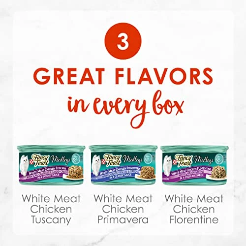 Purina Fancy Feast Wet Cat Food Variety Pack, Medleys White Meat Chicken In Sauce Collection 5 Purina Fancy Feast Wet Cat Food Variety Pack, Medleys White Meat Chicken In Sauce Collection - Image 3