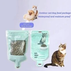 SoeKoa Cat Food Storage Bag, Outdoor Wet Cat Food Storage, Small Capacity Is Easy To Carry Outdoor Cat Food Dispenser, BPA Free, Food Grade Cat Food Ftorage Tote (Green, 50 Packs) -Purritos Shop 51OxB6NCr3L