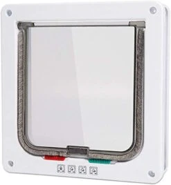 GENERIC Door M Size Cat Flap Door With 4 Way Lock Security Flap Door For Dog Cat Kitten Small Gate Door Kit Cat Door 2Pcs White
