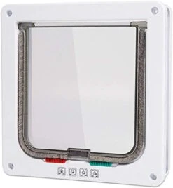 GENERIC Door M Size Cat Flap Door With 4 Way Lock Security Flap Door For Dog Cat Kitten Small Gate Door Kit Cat Door 2Pcs White -Purritos Shop 51QtOm5gnrL. AC