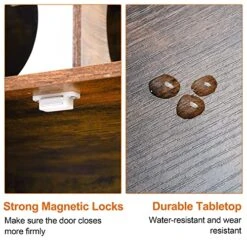 Heybly Cat Tree, Wood Litter Box Enclosure With Food Station, All-in-one Indoor Cat Furniture With Large Platform And Condo, Modern Style Cat Tower, Hammock, Rustic Brown HCT103SR -Purritos Shop 51QvZYbfQyL