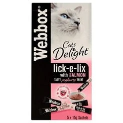 Webbox Lick-e-Lix Yoghurty Treat With Salmon 5 X 15g Sachets (Pack Of 6)