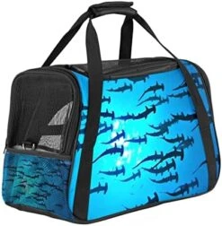 Pet Carrier Blue Seafood Pattern Soft-Sided Pet Travel Carriers For Corgi,Cats,Dogs Puppy Comfort Portable Foldable Pet Bag Airline Approved -Purritos Shop 51Su hf5uEL. AC
