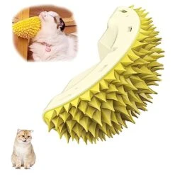 Durian Multifunctional Toys,Durian Cat Scratcher,Massaging And Removing Floating Hair Cat Dog Mint Toys (Yellow)