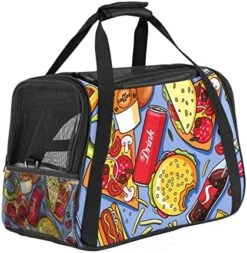 Pet Carrier American Delicious Fat Food Pattern Soft-Sided Pet Travel Carriers For Cats,Dogs Puppy Comfort Portable Foldable Pet Bag Airline Approved 29 Pet Carrier American Delicious Fat Food Pattern Soft-Sided Pet Travel Carriers For Cats,Dogs Puppy Comfort Portable Foldable Pet Bag Airline Approved -Purritos Shop 51W U2 46iL. AC