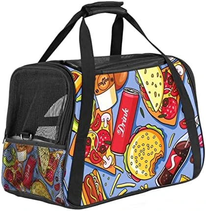 Pet Carrier American Delicious Fat Food Pattern Soft-Sided Pet Travel Carriers For Cats,Dogs Puppy Comfort Portable Foldable Pet Bag Airline Approved 15 Pet Carrier American Delicious Fat Food Pattern Soft-Sided Pet Travel Carriers For Cats,Dogs Puppy Comfort Portable Foldable Pet Bag Airline Approved - Image 13
