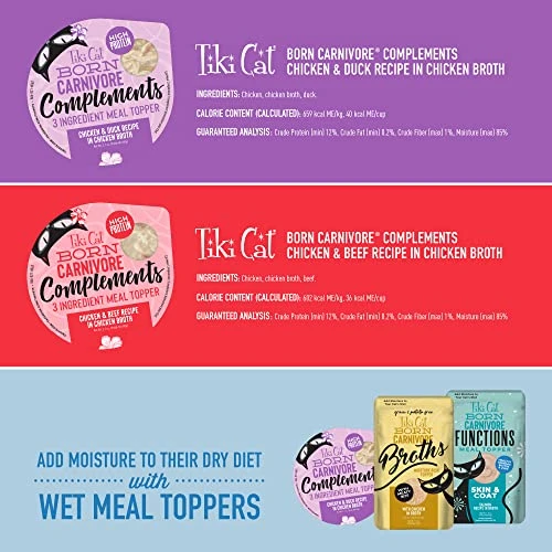 Tiki Cat Born Carnivore Complements Variety Pack, Chicken Blends, Wet, High-Protein & High-Moisture Cat Food Topper, 2.1 Oz. Cups (Pack Of 10) 6 Tiki Cat Born Carnivore Complements Variety Pack, Chicken Blends, Wet, High-Protein & High-Moisture Cat Food Topper, 2.1 Oz. Cups (Pack Of 10) - Image 4