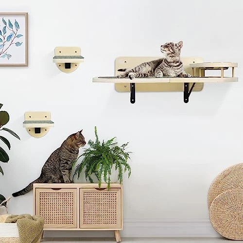 Cat Wall Shelves With 2 Steps,Cat Wall Mounted Shelves And Perches Set,Cat Wall Furniture With 2 Cat Bowls For Indoor Cats,Cat Climbing Shelf Hammock With Climbing Shelf Perches Plush Covered 7 Cat Wall Shelves With 2 Steps,Cat Wall Mounted Shelves And Perches Set,Cat Wall Furniture With 2 Cat Bowls For Indoor Cats,Cat Climbing Shelf Hammock With Climbing Shelf Perches Plush Covered - Image 5
