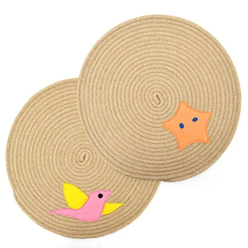 TEHAUX Pet Cat Hut- 1pc Pet Cat Litter Pad Circular Sleeping Mat Cartoon Hemp Rope Cushion Pet Placemat Food Feeding Mat Floor Mat (Random Color) 5 TEHAUX Pet Cat Hut- 1pc Pet Cat Litter Pad Circular Sleeping Mat Cartoon Hemp Rope Cushion Pet Placemat Food Feeding Mat Floor Mat (Random Color) - Image 3