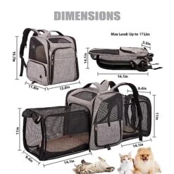 GENERIC Cat Backpack Carrier With 2 Sides Expandable Pet Carrier Backpack For Cats Dogs Fit Up To 33 Lbs, Breathable Mesh Collapsible Cat Carrier Backpacks With Inner Safety Leash, Grey 9 GENERIC Cat Backpack Carrier With 2 Sides Expandable Pet Carrier Backpack For Cats Dogs Fit Up To 33 Lbs, Breathable Mesh Collapsible Cat Carrier Backpacks With Inner Safety Leash, Grey -Purritos Shop 51Z4eT6UU7L