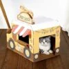 Cardboard Cat House: All-Season DIY Semi-Enclosed Design Scratching Board High-Density Creative Cottage Playhouse Toys Indoor Decor (Not Scratching Board,Hot Dog Fast Food Truck) -Purritos Shop 51ZHK8cRPsL