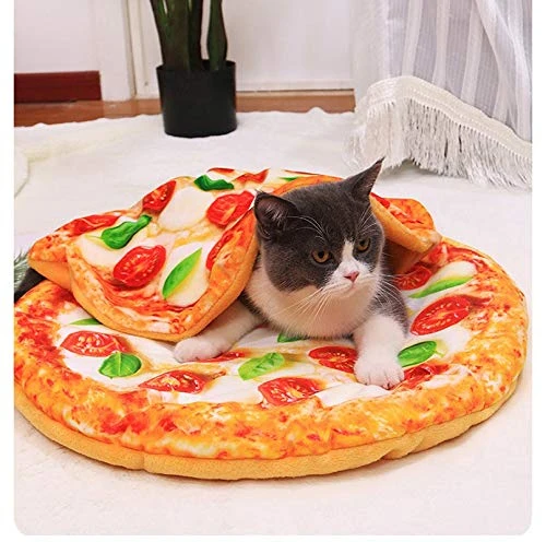 1pc Short Plush Pet Mat Durable Poached Eggs Blanket Mats For Small Dog And Cat Cute Omelette Pet Blankets Puppy Cat (Color : Pizza Blanket, Size : L) 4 1pc Short Plush Pet Mat Durable Poached Eggs Blanket Mats For Small Dog And Cat Cute Omelette Pet Blankets Puppy Cat (Color : Pizza Blanket, Size : L) - Image 2