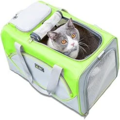 H.S.C PET Light Green Soft Cat Carrier For Pet,Detachable Rolling Carrier With Wheels For Small Animal Like Bunny Kittens Puppy,for Traveling/Hiking/Camping (with Drawbar) 12 H.S.C PET Light Green Soft Cat Carrier For Pet,Detachable Rolling Carrier With Wheels For Small Animal Like Bunny Kittens Puppy,for Traveling/Hiking/Camping (with Drawbar) -Purritos Shop 51aPITFiH5L. AC