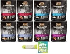 Merrick Backcountry Grain-Free Morsels In Gravy Wet Cat Food Pouches, 4 Flavors Varity Pack: Beef, Whitefish, Turkey And Chicken Recipe Cuts - 3 Oz Each Plus Cat Toy & My Best Friend Vinyl Sticker