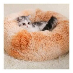 YangYan Kennel Round Pet Cat Bed Soft Plush Cat Dog House Matress Mat Winter Puppy Warm Nest Soft Pet Cat Sleeping House (Color : Grey, Size : 35cm)