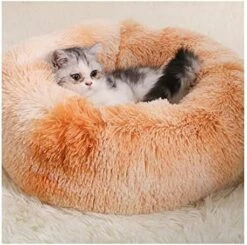 YangYan Kennel Round Pet Cat Bed Soft Plush Cat Dog House Matress Mat Winter Puppy Warm Nest Soft Pet Cat Sleeping House (Color : Grey, Size : 35cm) -Purritos Shop 51cHTmrNqzL. AC 1