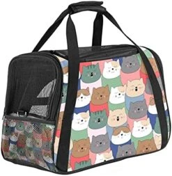 Pet Carrier Cute Cat Fish Food Pattern Soft-Sided Pet Travel Carriers For Cats,Dogs Puppy Comfort Portable Foldable Pet Bag Airline Approved -Purritos Shop 51dCGHYy8GS. AC
