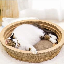 Fhony Cat Scratching Column Relaxing Bed Cat Scratching Board With Catnip Durable Recycled Board Cushion To Prevent Furniture Damage Cat Bed Basket Warm Scratch Mat Pad For Cats,Small -Purritos Shop 51gBz4fBcaL