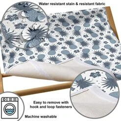 Lunarable Pineapple Pet Hammock, Vintage Fruit Pattern With Flowers Summer Exotic Food Art Print, Bed For Kittens Canopy With Durable Wooden Frame, 22" X 19 1/2" X 13", Slate Blue White -Purritos Shop 51icUyF7eJL