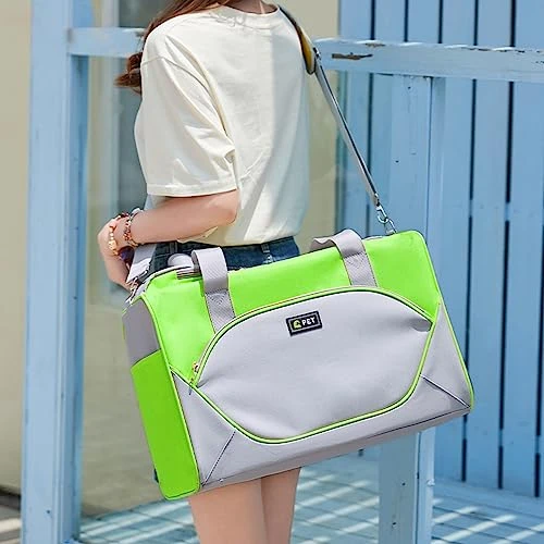 H.S.C PET Light Green Soft Cat Carrier For Pet,Detachable Rolling Carrier With Wheels For Small Animal Like Bunny Kittens Puppy,for Traveling/Hiking/Camping (with Drawbar) 4 H.S.C PET Light Green Soft Cat Carrier For Pet,Detachable Rolling Carrier With Wheels For Small Animal Like Bunny Kittens Puppy,for Traveling/Hiking/Camping (with Drawbar) - Image 2