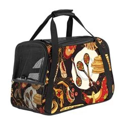 Pet Carrier Russian Doll Cuisine Food Pattern Soft-Sided Pet Travel Carriers For Cats,Dogs Puppy Comfort Portable Foldable Pet Bag Airline Approved