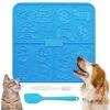 Femont X Large Licking Mat For Dog Slow Feeder Mat With 165 Strong Suction Cups For Peanut Butter,BPA Free Lick Pad For Pet Relieving Anxiety,Boredom,Grooming,Training(Blue,1 Spatula,1 Brush) -Purritos Shop 51oFMgRvZnL