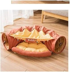 YangYan Cat Bed Tunnel Collapsible Removeable Cat Tunnel Tube Pet Interactive Play Toys With Plush Balls For Cat Puppy (Color : Gold) -Purritos Shop 51p63B7hWSL. AC