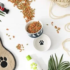 Bone Dry Ceramic Pet Silhouette Collection, Small Set, 4.25x2, Navy, Cat's Meow, 2 Piece (Pack Of 2) -Purritos Shop 51rzcZefL6L