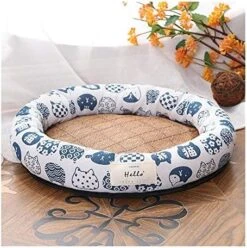 YangYan Cooling Pet Bed Mats, Breathable Pad Ultra Soft Comfortable Blanket Bed For Cats Small Medium Large Dogs Pet Summer Mats (Color : Blue Cat, Size : L) -Purritos Shop 51s3TOleITL. AC