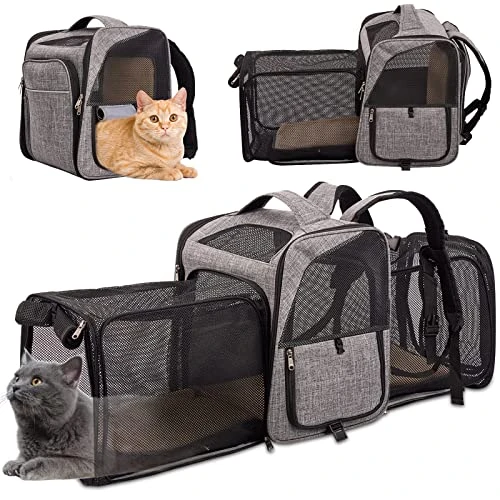 GENERIC Cat Backpack Carrier With 2 Sides Expandable Pet Carrier Backpack For Cats Dogs Fit Up To 33 Lbs, Breathable Mesh Collapsible Cat Carrier Backpacks With Inner Safety Leash, Grey 3 GENERIC Cat Backpack Carrier With 2 Sides Expandable Pet Carrier Backpack For Cats Dogs Fit Up To 33 Lbs, Breathable Mesh Collapsible Cat Carrier Backpacks With Inner Safety Leash, Grey