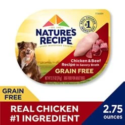 Nature's Recipe Grain Free Wet Dog Food, Chicken & Beef Recipe, 2.75 Ounce Cup (Pack Of 12) 10 Nature's Recipe Grain Free Wet Dog Food, Chicken & Beef Recipe, 2.75 Ounce Cup (Pack Of 12) -Purritos Shop 51siRPTR7aL