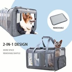 2-in-1 Large Cat Carrier With Wheels For Two Cats - Rolling Pet Carrier With Durable Wheels,Soft-Sided,Spacious - Double Cat Carrier Ideal For 2 Cats Up To 38 LBS,Breathable,Collapsible
