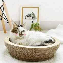 Fhony Cat Scratching Column Relaxing Bed Cat Scratching Board With Catnip Durable Recycled Board Cushion Ball Toy Bell High-Density Recycled Corrugated Cat Scratcher Cat Toy Bowl,Large -Purritos Shop 51uXV5hdfRL